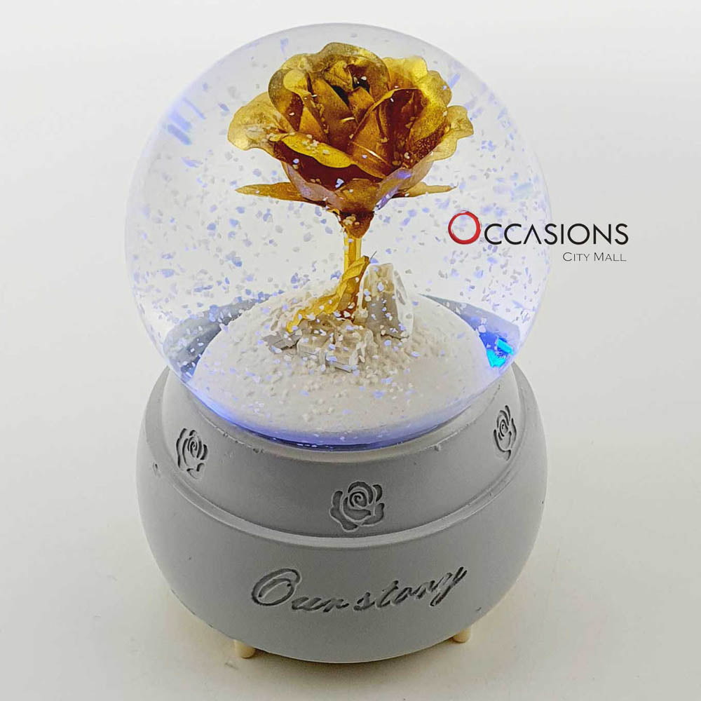 Gold Rose Snow Globe (with light)