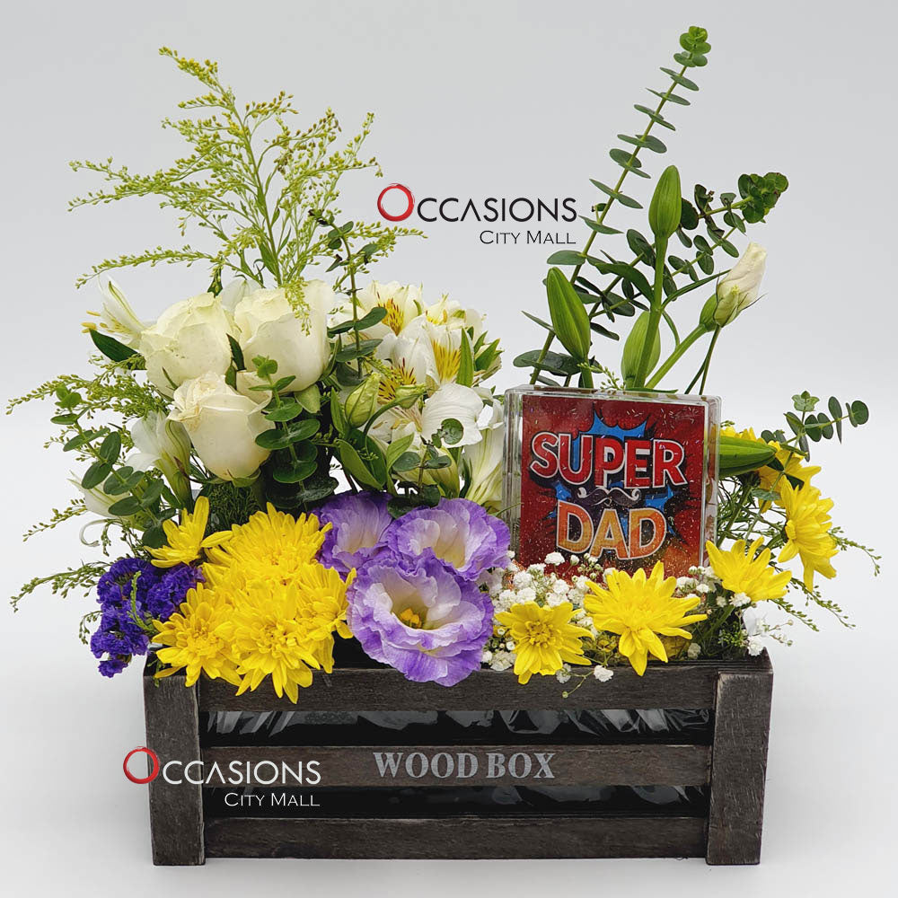 Super Dad Flower Arrangement With Frame