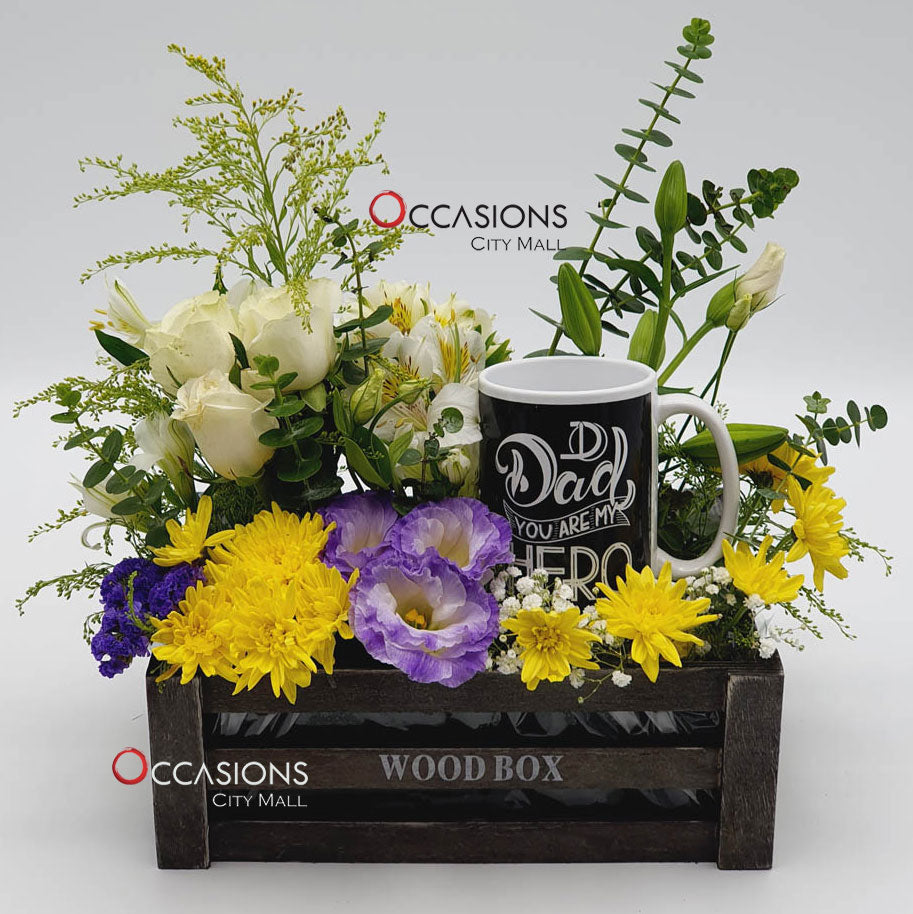 Dad - My Hero Flower Arrangement with Mug