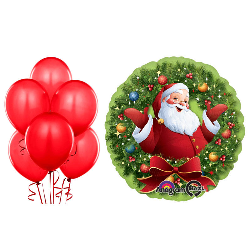 18-inches-Jolly-Santa-in-Wreath-Packaged-balloons-bundle-online-gift-delivery-amman-jordan