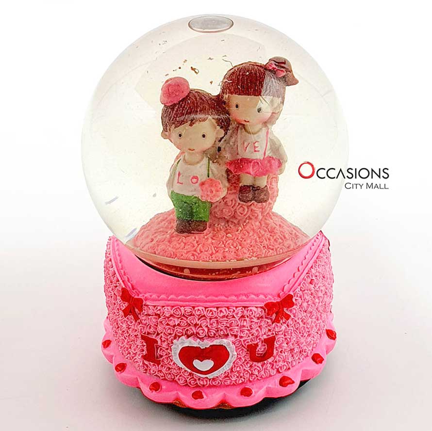 Pink Roses Lovers Snow Globe