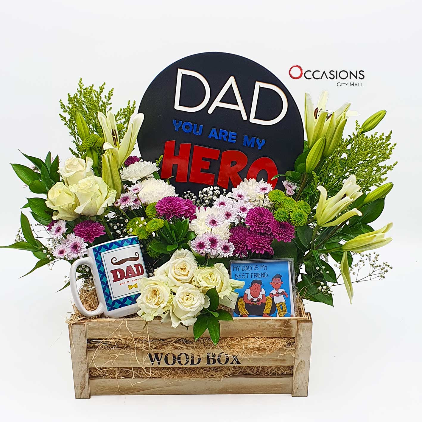 dad-flower-arrangement-with-frame-and-mug